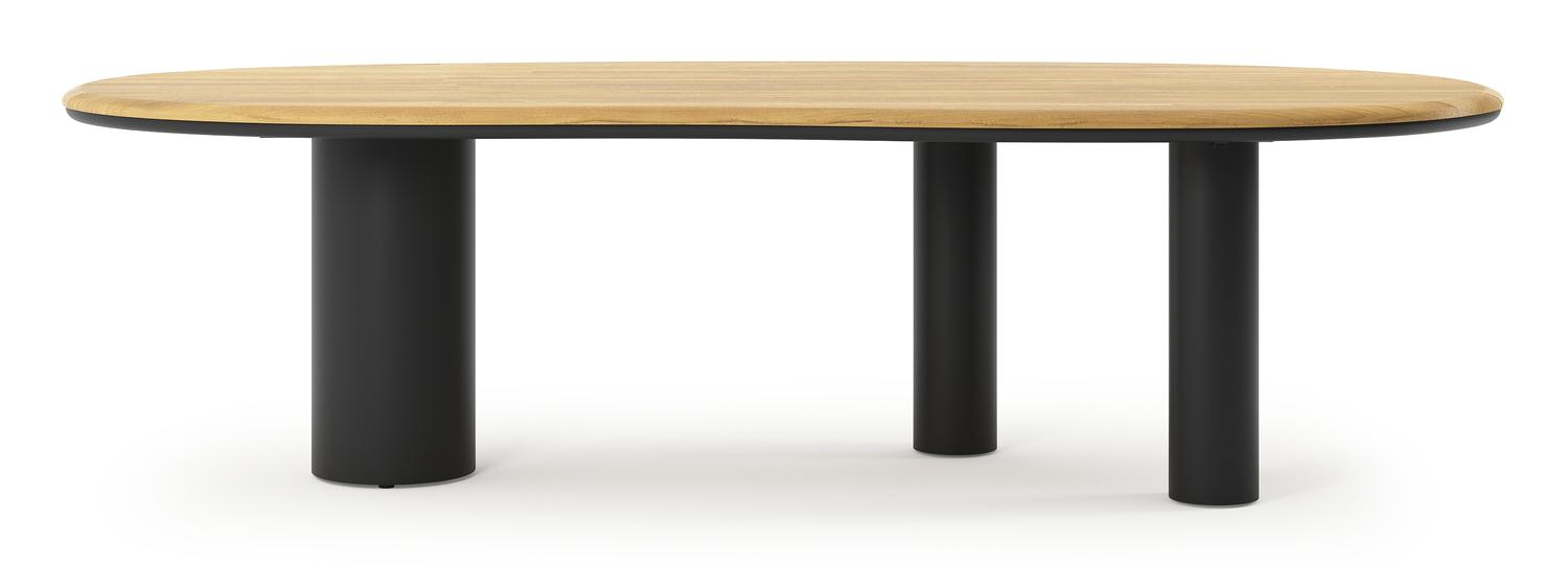 Table de jardin Organo organique en aluminium noir et teck Lg. 280 x Lrg. 120 x Haut. 74 cm