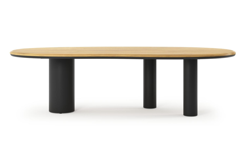 Organo tuintafel organisch in zwart aluminium en teak L 280 x B 120 x H 74 cm