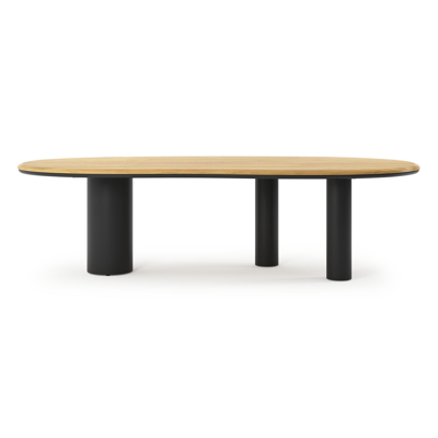 Organo tuintafel organisch in zwart aluminium en teak L 280 x B 120 x H 74 cm