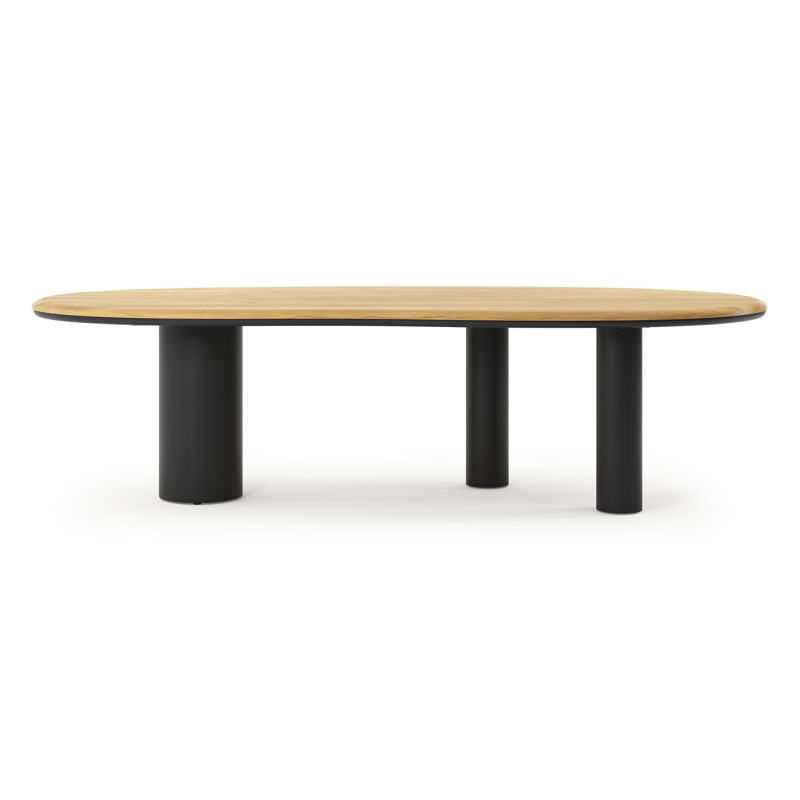 Organo tuintafel organisch in zwart aluminium en teak L 280 x B 120 x H 74 cm