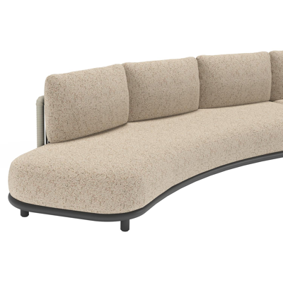 Lomano loungebank in zwart aluminium en beige verticaal geweven luxe vlakke rope met Bora Jungle all weather cosytica