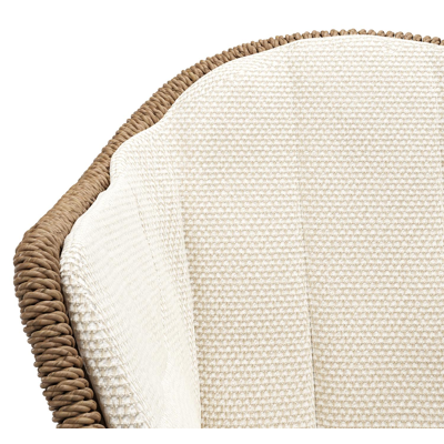 Pagino tuinstoel in wit aluminium en bruin ronde wicker met zitkussen in All Weather Cosytica Althea Off White