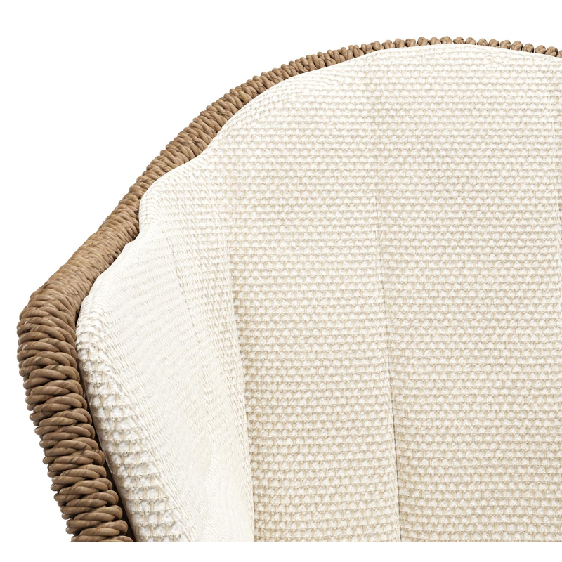 Pagino tuinstoel in wit aluminium en bruin ronde wicker met zitkussen in All Weather Cosytica Althea Off White