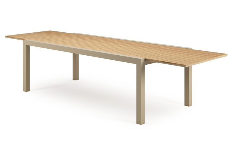 Calobra verlengbare tuintafel rechthoekig in beige aluminium en teak - L 220-330 x B 107 x H 75 cm
