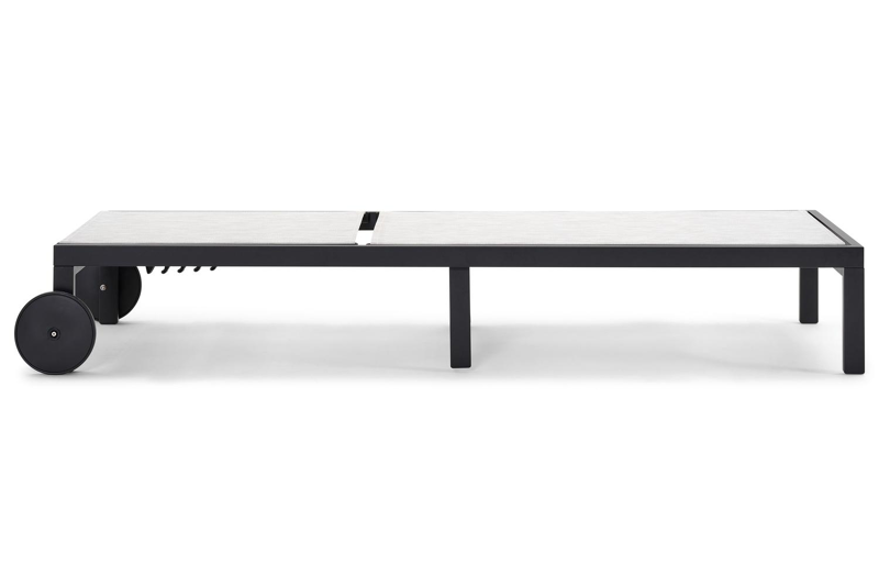 Set van 2 verstelbare Alba ligbedden in zwart aluminium en grijs textileen