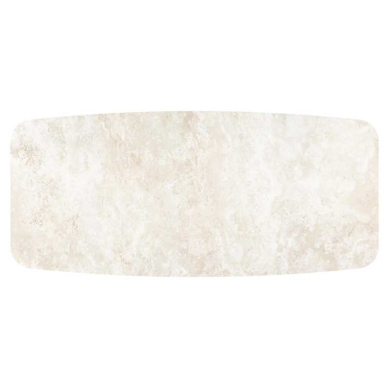 Table de jardin Orso forme de bateau en aluminium beige et céramique pleine Rapolano - Lg. 255 x Lrg. 115 x Haut. 74.5 cm