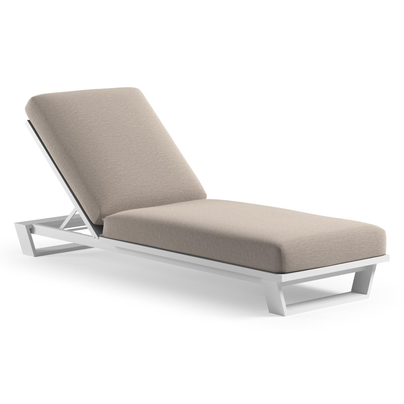 Pagino verstelbaar ligbed in wit aluminium met slow farafra all weather Sunbrella® luxe kussen
