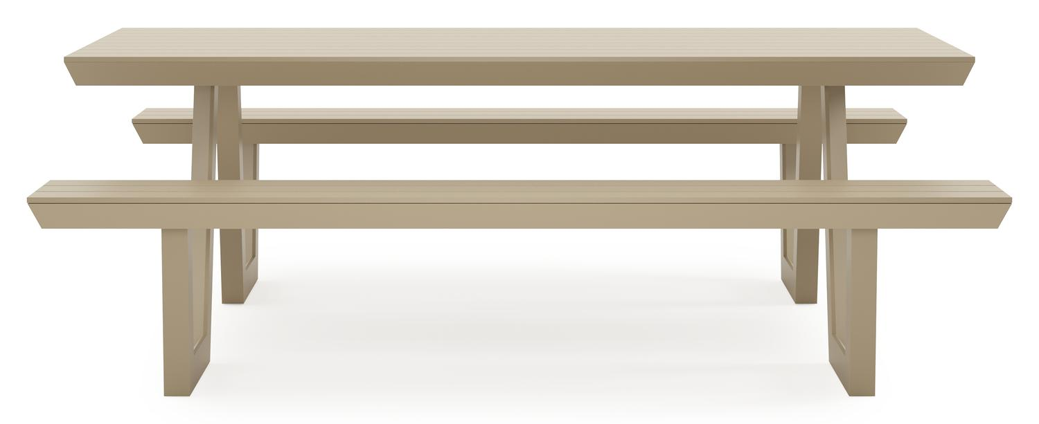 Altura picknicktafel rond in beige aluminium - L 220 x B 174 x H 74.5 cm