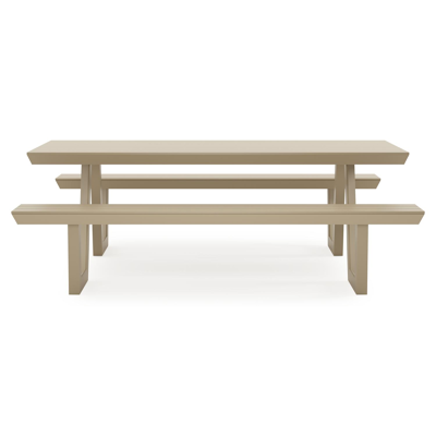 Altura picknicktafel rond in beige aluminium - L 220 x B 174 x H 74.5 cm