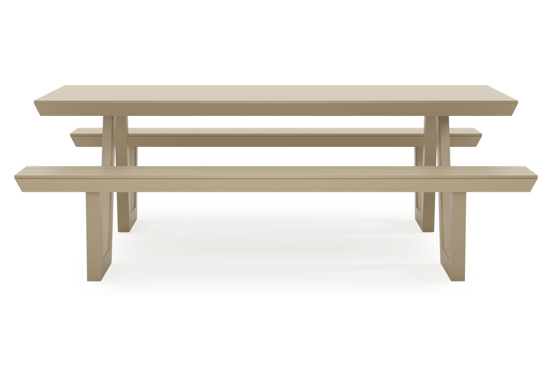 Altura picknicktafel rond in beige aluminium - L 220 x B 174 x H 74.5 cm