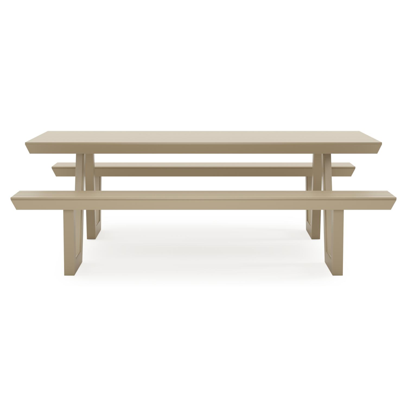 Altura picknicktafel rond in beige aluminium - L 220 x B 174 x H 74.5 cm