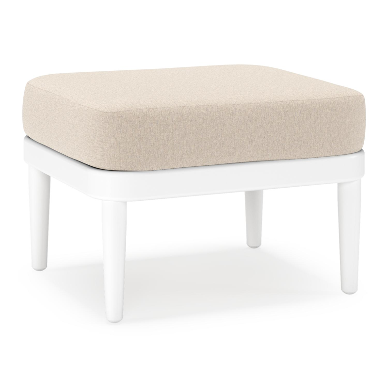 Pouf Orso en aluminium blanc et coussins en all weather sunbrella® luxe Heritage Ash