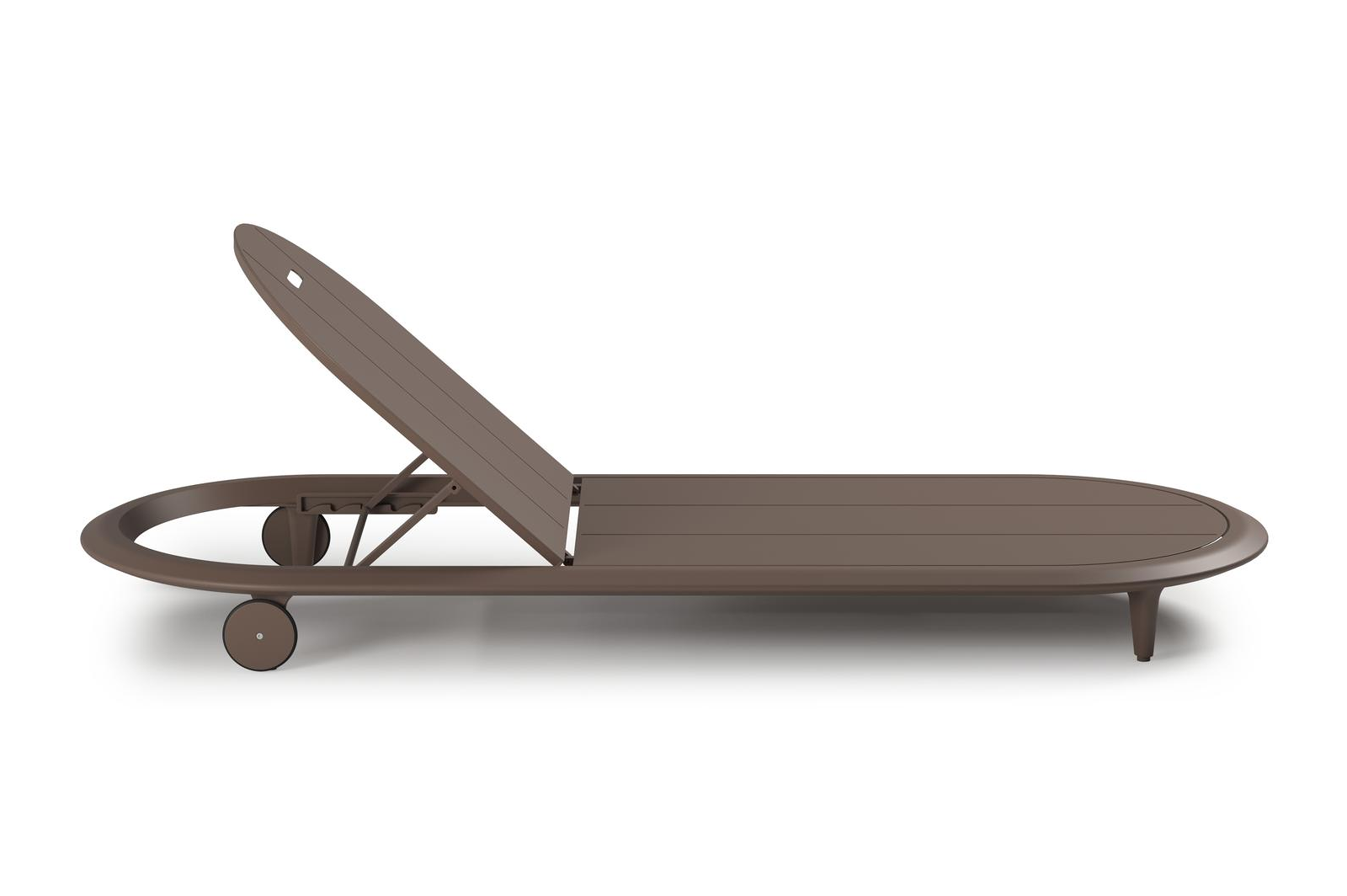 Chaise longue réglable Bomero en aluminium taupe avec ego birch all weather solica coussin