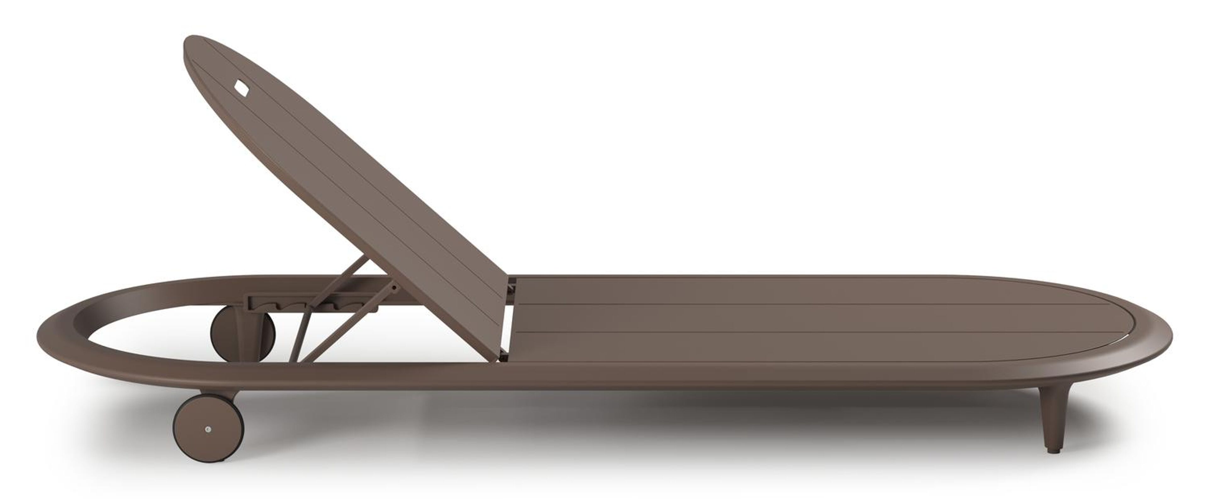 Chaise longue réglable Bomero en aluminium taupe avec firenze natural all weather solica coussin