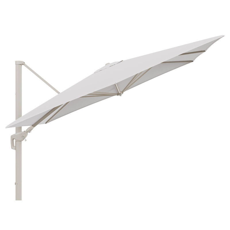 Parasol pendant Minore avec fonction tilt en aluminium beige et toile de parasol All Weather Solica Ego Eggshell - Lg.1 280 Lg.2 370 cm (sans pied de parasol)