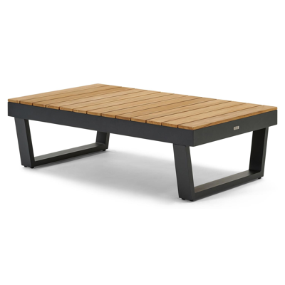 Modica loungetafel in zwart aluminium en teak - L 130 x B 72 x H 38 cm