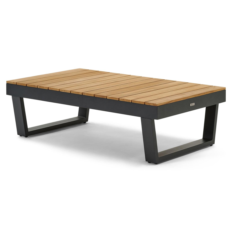 Modica loungetafel in zwart aluminium en teak - L 130 x B 72 x H 38 cm