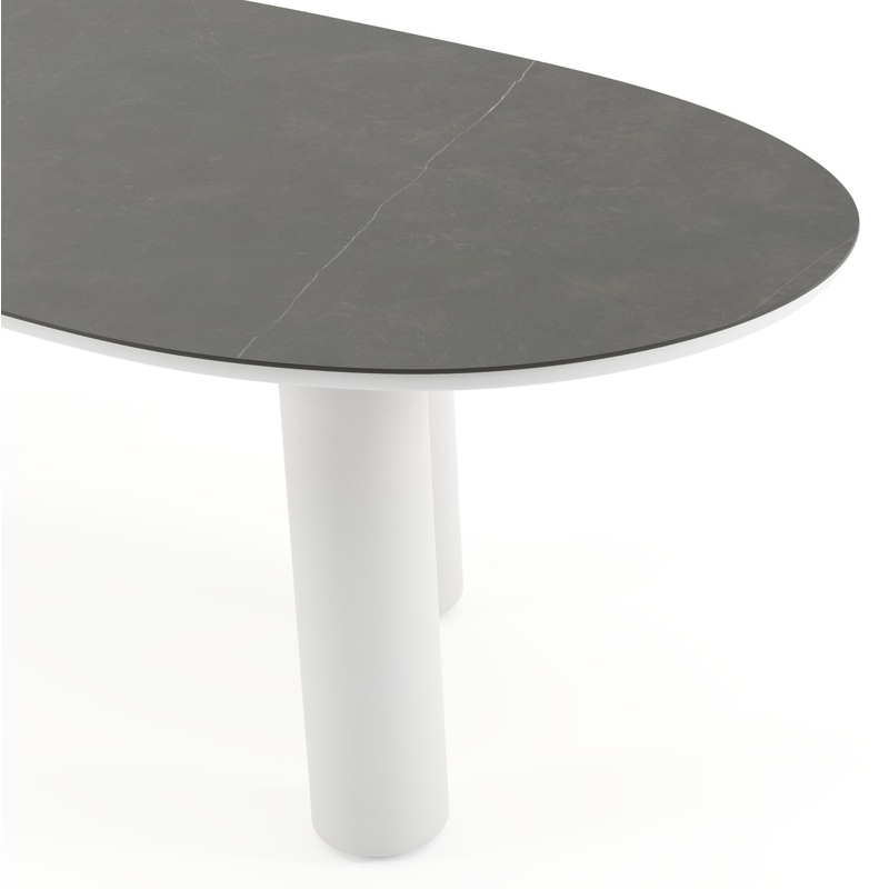 Amico tuintafel organisch in wit aluminium en volkeramiek Calatorao - L 240 x B 110 x H 74 cm