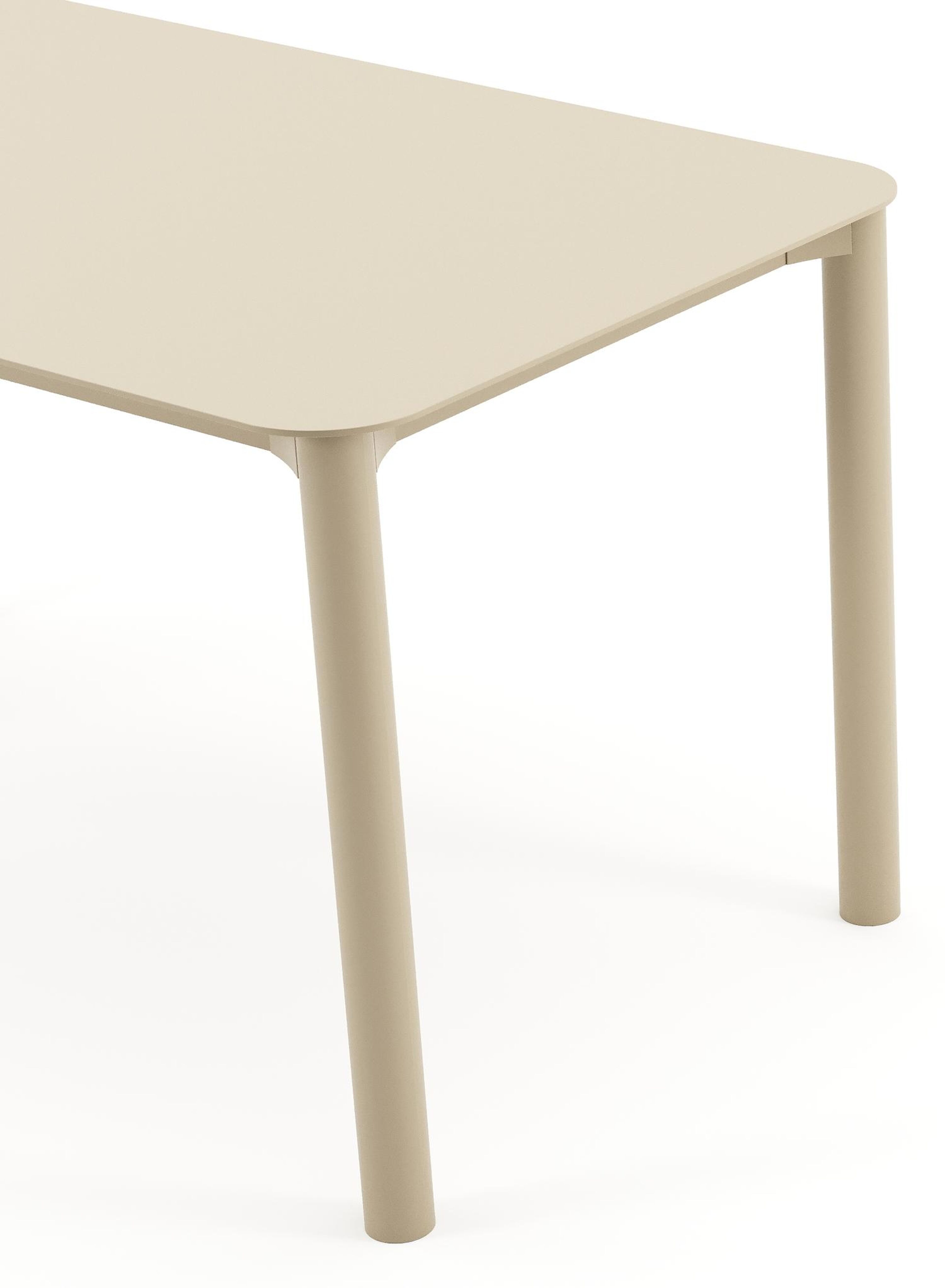 Orso tuintafel rechthoekig afgerond in beige aluminium - L 140 x B 80 x H 74.5 cm