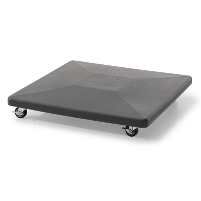 Avola zweefparasol met tiltfunctie in zwart aluminium met grijs sunbrella® premium parasoldoek - L1 300 x L2 300 cm (met voet)