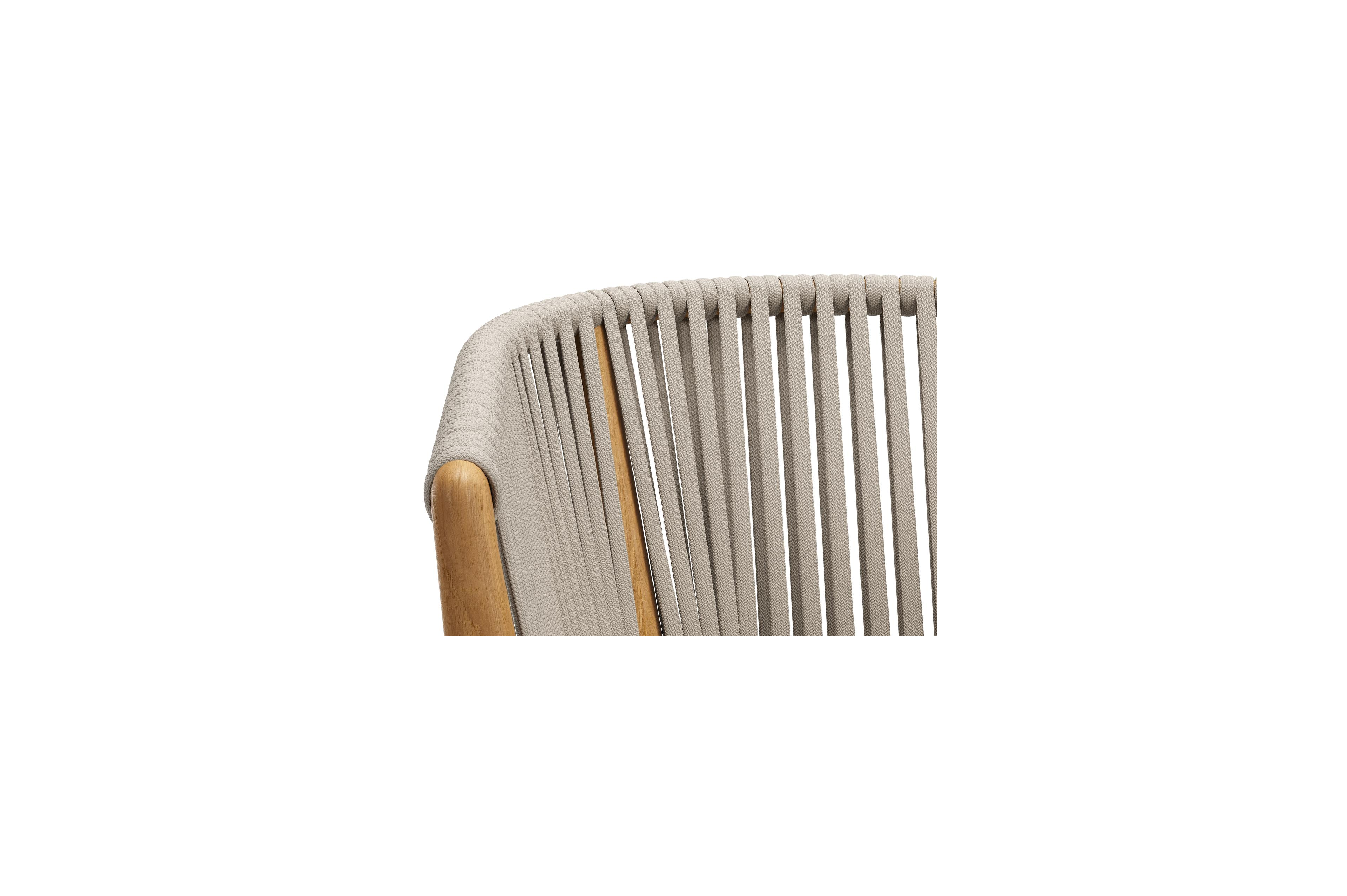 Orso tuinstoel in teak en beige verticaal geweven luxe vlakke rope