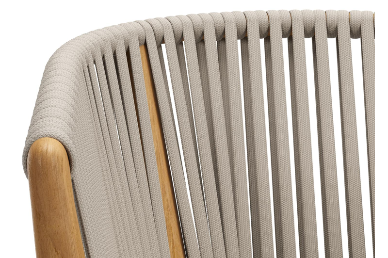 Orso tuinstoel in teak en beige verticaal geweven luxe vlakke rope