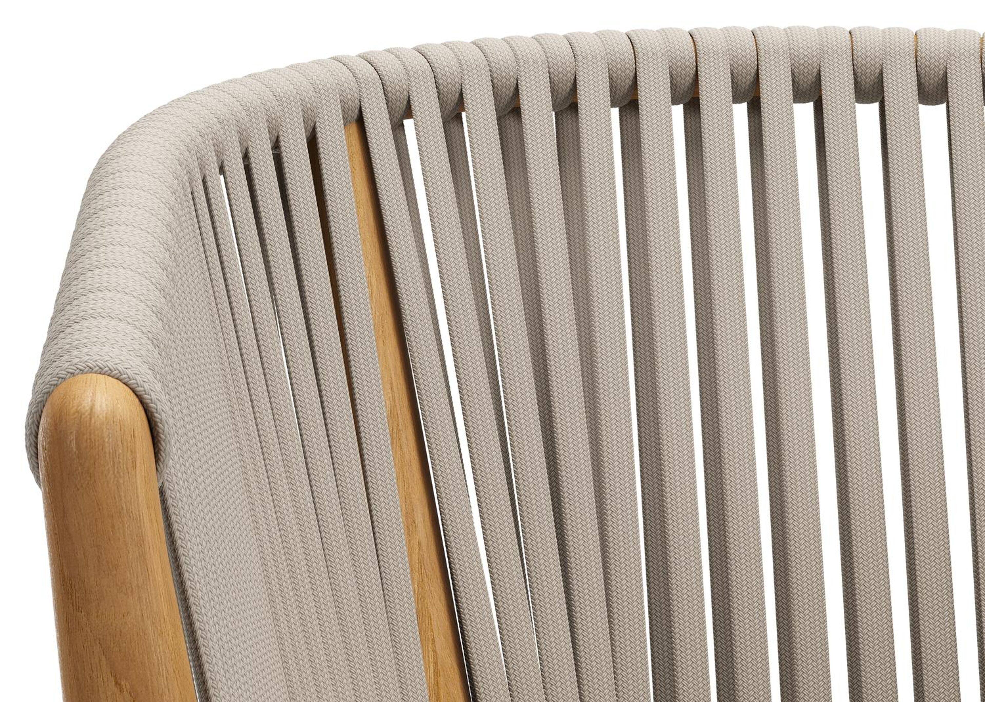 Orso tuinstoel in teak en beige verticaal geweven luxe vlakke rope