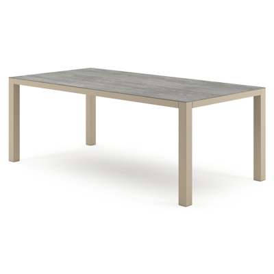 Como tuintafel rechthoekig in beige aluminium en volkeramiek Aspen Grey - L 200 x B 100 x H 73 cm