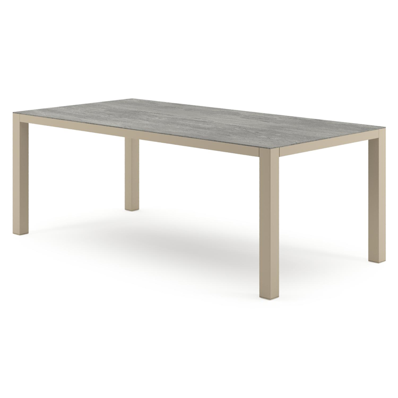 Como tuintafel rechthoekig in beige aluminium en volkeramiek Aspen Grey - L 200 x B 100 x H 73 cm