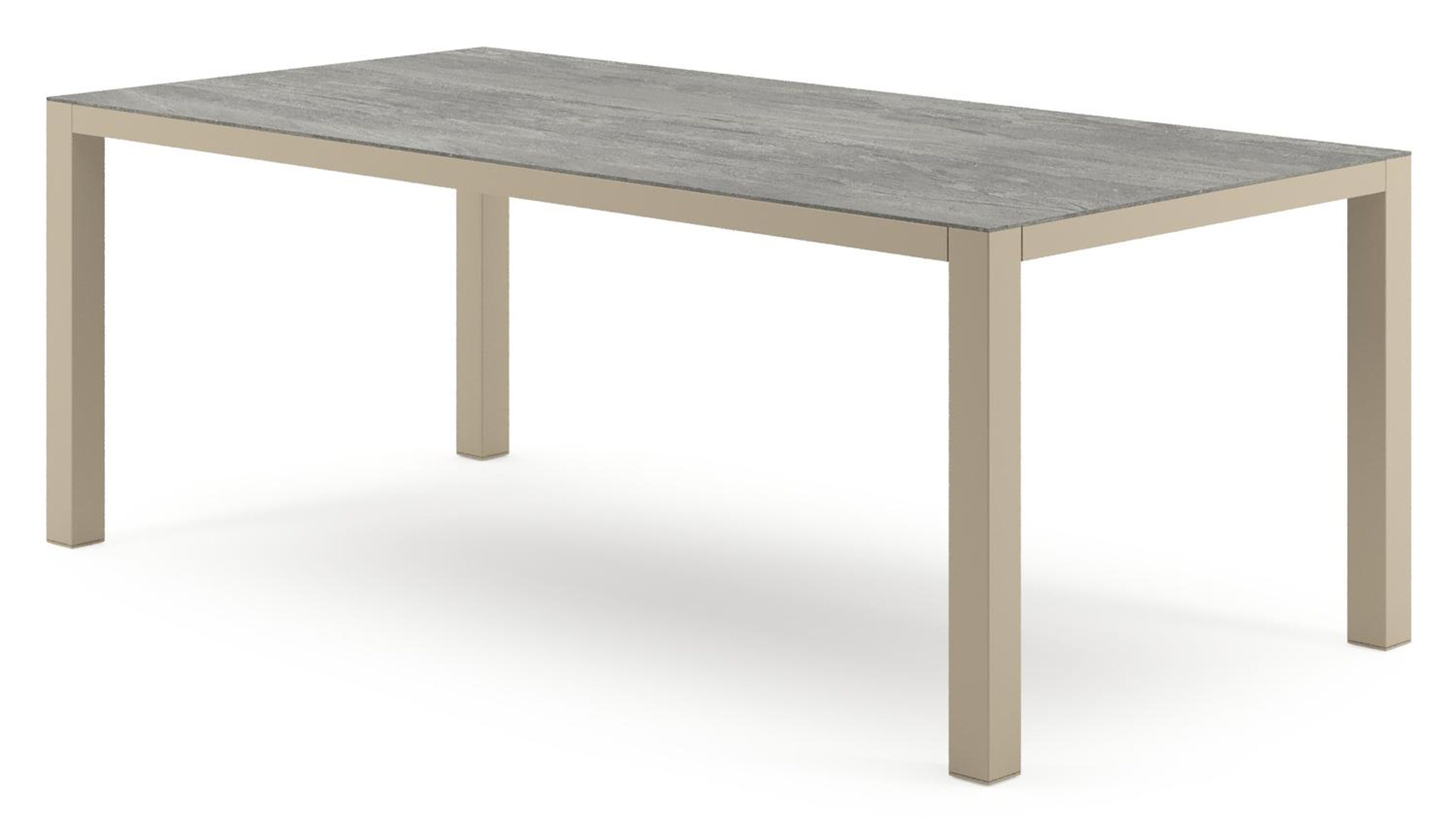Como tuintafel rechthoekig in beige aluminium en volkeramiek Aspen Grey - L 200 x B 100 x H 75 cm