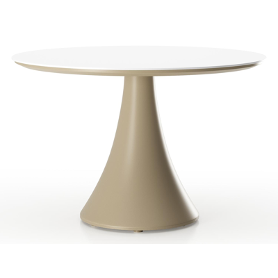 Fano low dining loungetafel rond in beige aluminium en volkeramiek Taj Mahal - Dia. 65 x H 55 cm