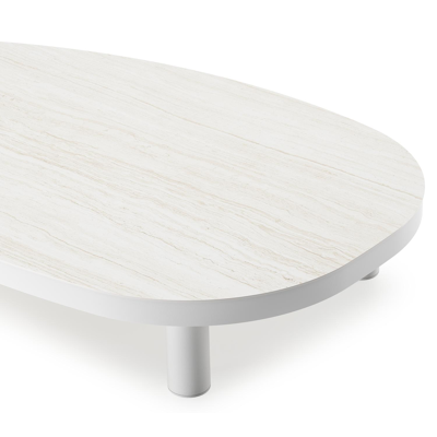 Donato loungetafel in wit aluminium en volkeramiek calista - L 151 x B 90 x H 25 cm