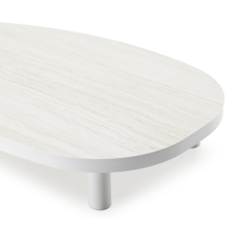 Donato loungetafel in wit aluminium en volkeramiek calista - L 151 x B 90 x H 25 cm