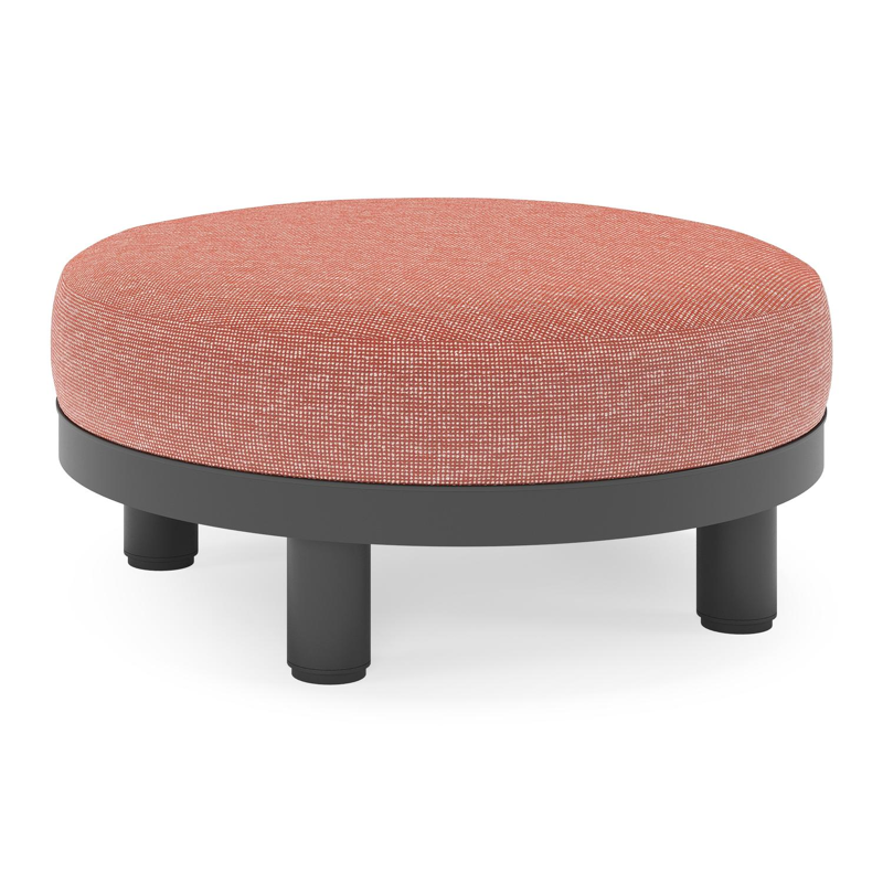 Donato lounge poef in zwart aluminium met All Weather Sunbrella® Luxe Slow Alezan kussen