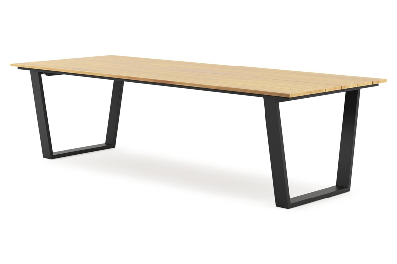 Pagino tuintafel rechthoekig in zwart aluminium en teak - L 280 x B 110 x H 73,5 cm