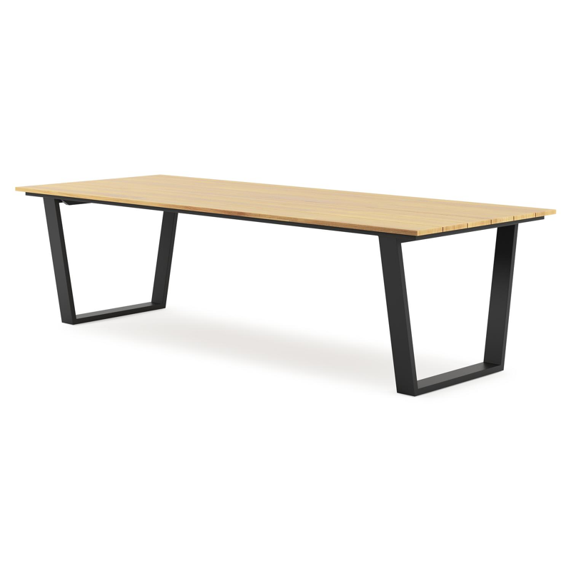 Pagino tuintafel rechthoekig in zwart aluminium en teak - L 280 x B 110 x H 73,5 cm