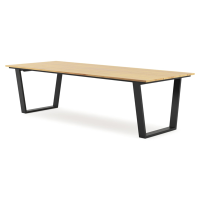 Pagino tuintafel rechthoekig in zwart aluminium en teak - L 280 x B 110 x H 73,5 cm