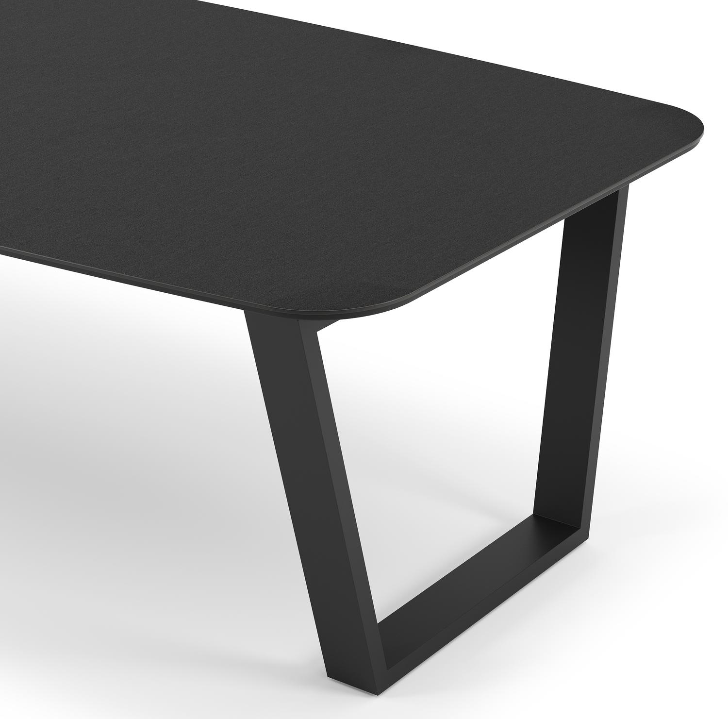 Pagino tuintafel in zwart aluminium en volkeramiek nero black - L 255 x B 115 x H 74 cm