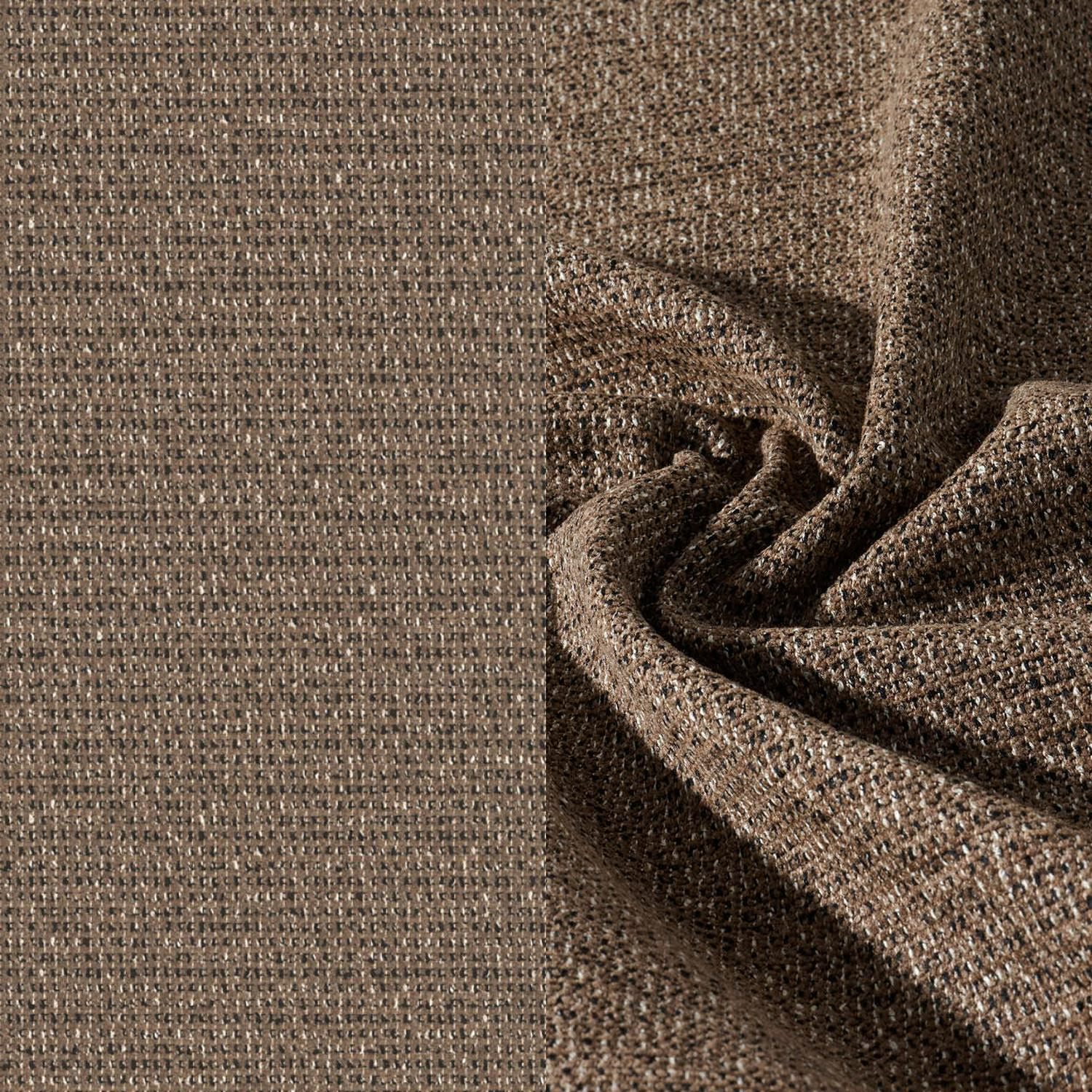 Salon de jardin d'angle Lomano en aluminium noir et corde luxe plate tissée verticalement beige et coussins en all weather solica Firenze Bamboe