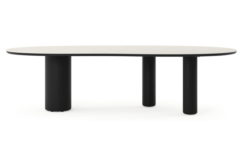 Amico tuintafel organisch in zwart aluminium en volkeramiek Shilin - L 280 x B 120 x H 73.5 cm