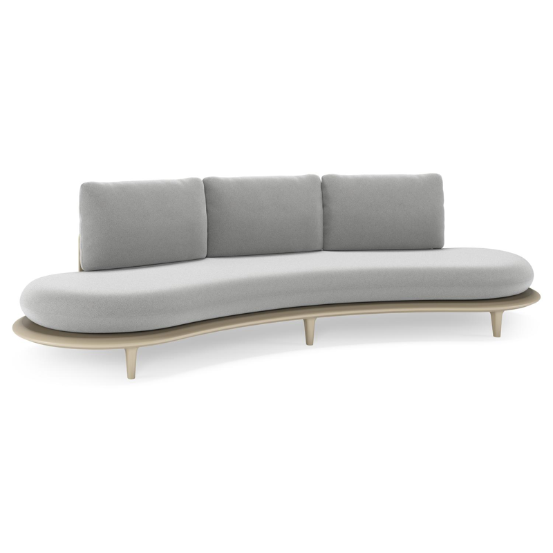 Bomero loungebank in beige aluminium met savane grey all weather sunbrella® luxe kussen