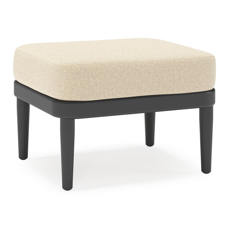 Orso poef in zwart aluminium met Soul Papyrus all weather solica kussen