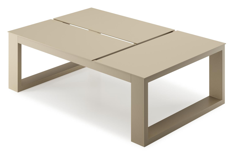 Verato loungetafel in beige aluminium - L 120 x B 80 x H 39,5 cm