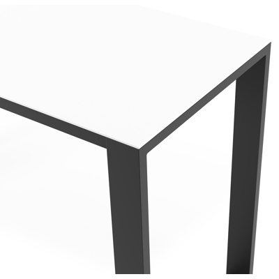 Verato bartafel in zwart aluminium en volkeramiek Arctic White - L 170 x B 70 x H 105 cm