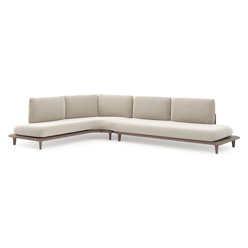 Bomero loungehoek in taupe aluminium met lopi marble all weather sunbrella® luxe kussen