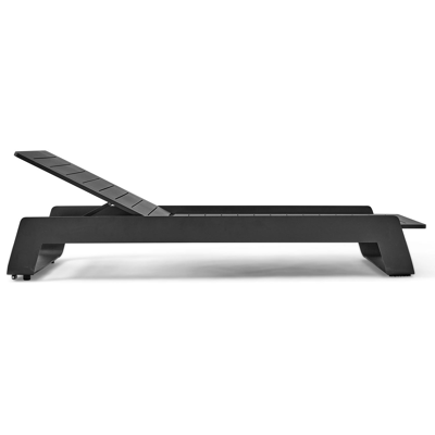 Chaise longue réglable Atessa en aluminium noir avec all weather sunbrella® luxe chartres pewter coussin