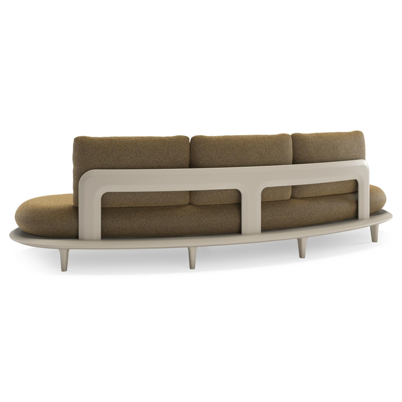 Bomero loungebank in beige aluminium met madagascar walnut all weather cosytica kussen