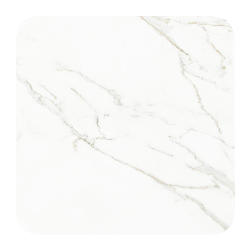 Fano kantelbare tuintafel vierkant afgerond in wit aluminium en volkeramiek calacatta - L 80 x B 80 x H 72.5 cm