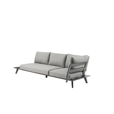 Sofa Sofa 3 places lounge Puglia en aluminium noir avec coussins en weather+ softtouch 