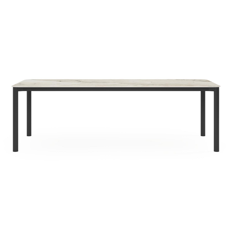 Lugano tuintafel rechthoekig afgerond in zwart aluminium en volkeramiek colorado dunes - L 240 x B 100 x H 75 cm
